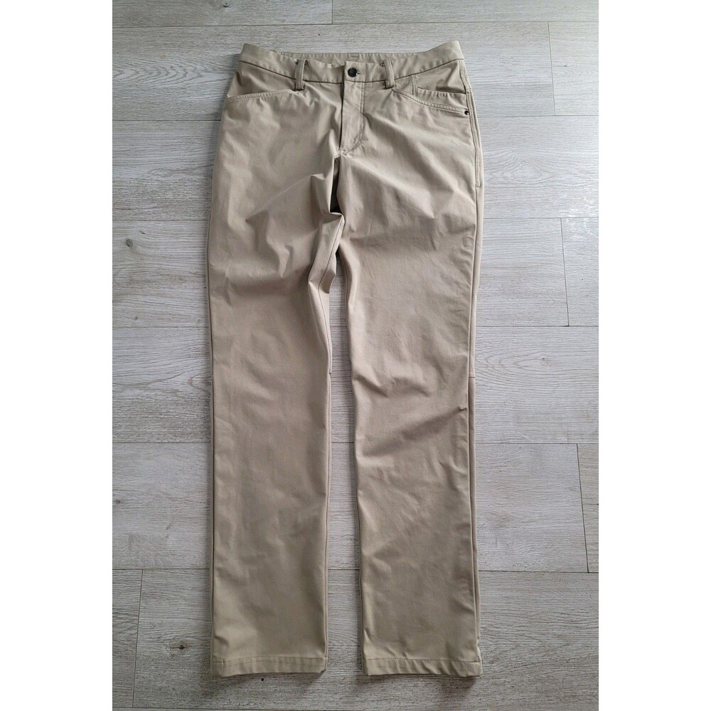 Lululemon ABC Performance Mens 32x33 Trouser Pants Versatwill Khaki Golf Slim